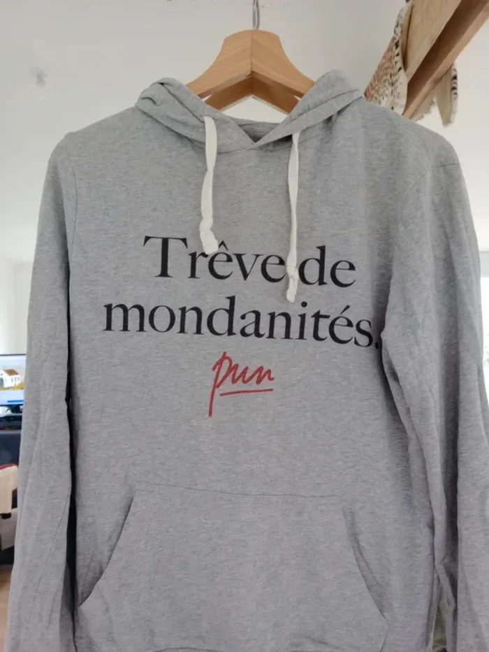 Sweat à capuche gris M Message imprimé c87D - photo numéro 12