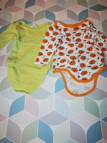 D2417 - lot de 2 bodies garçon 6 mois