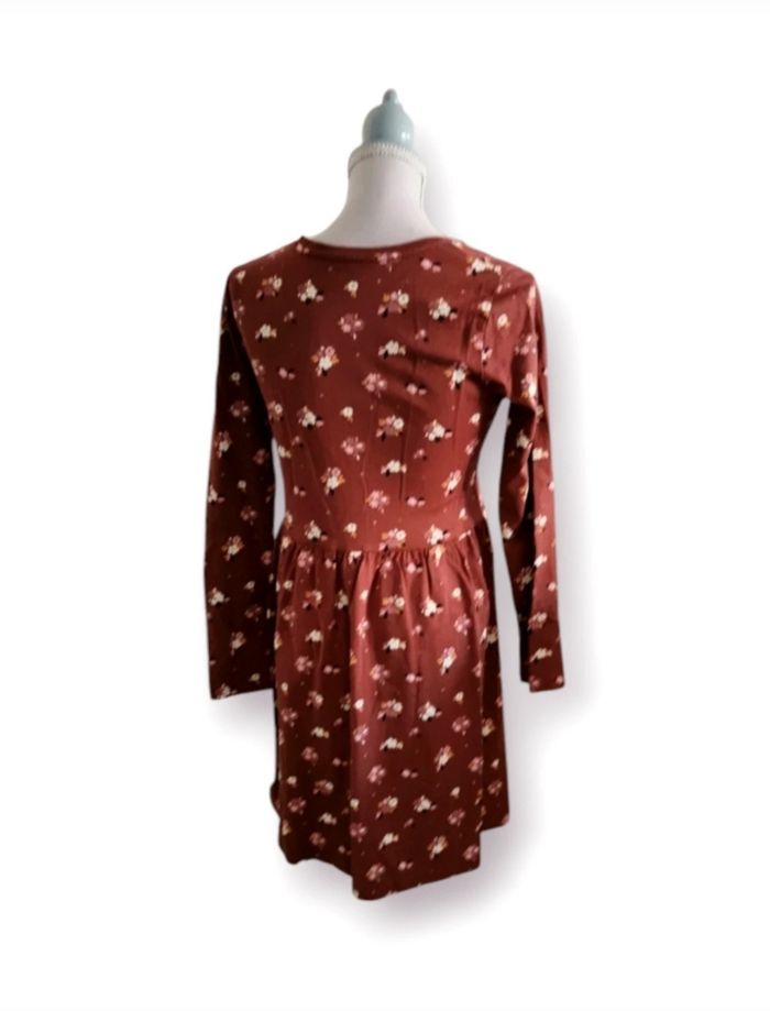 Robe marronée fleurs C&A taille 10 ans - photo numéro 2