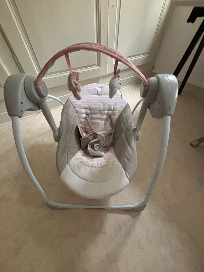 💞 Balancelle électrique bébé rose et grise – idéale dès la naissance 💞 - photo numéro 4