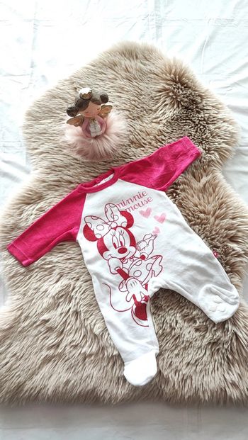 Pyjama chaud blanc rose Minnie 1 mois