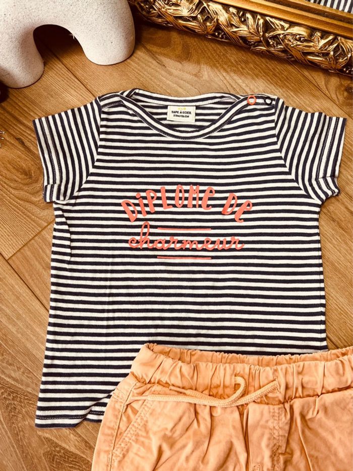 Taille 2 ans ensemble 2p été garçon TAO bleu orange * charmeur * 💙 - photo numéro 2