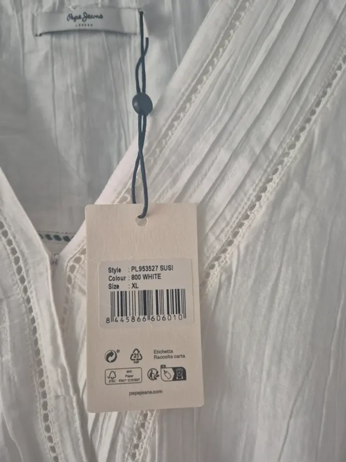 Robe blanche a longues manches pépé jeans taille 42 - photo numéro 10
