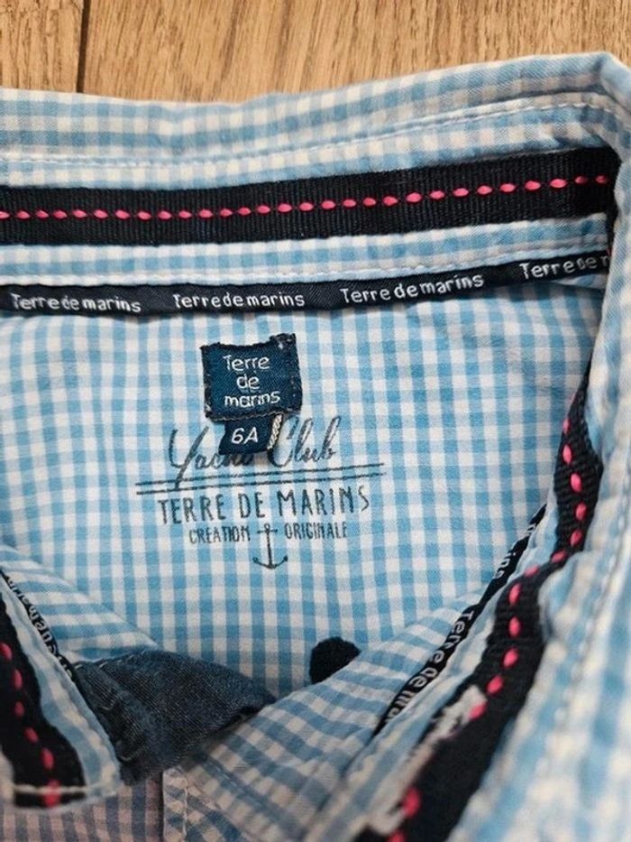 Chemise manches courtes vichy bleu clair et blanche Terre de marins 6 ans - photo numéro 10