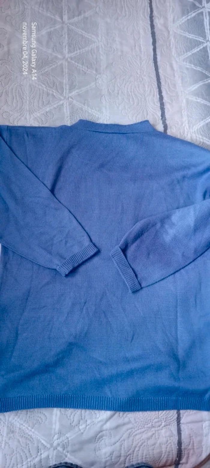 Pull col en V faux boutonnage manches 3/4 lavande 42 classic woman - photo numéro 11