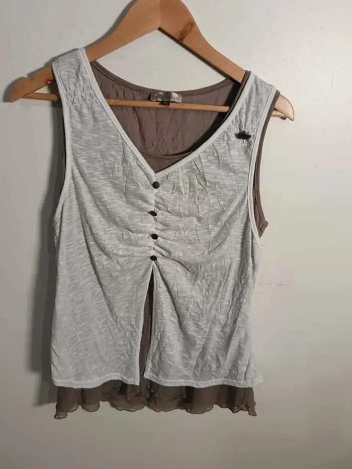 C10 débardeur blanc/taupe KWoman 3XL