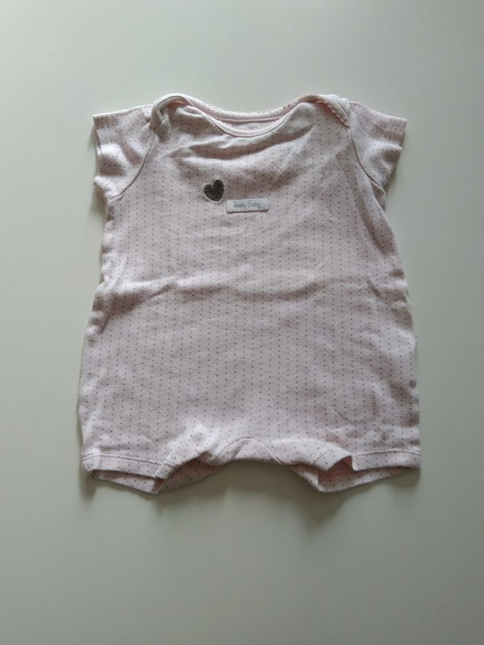 combi courte rose pâle à pois in extenso fille 6 mois