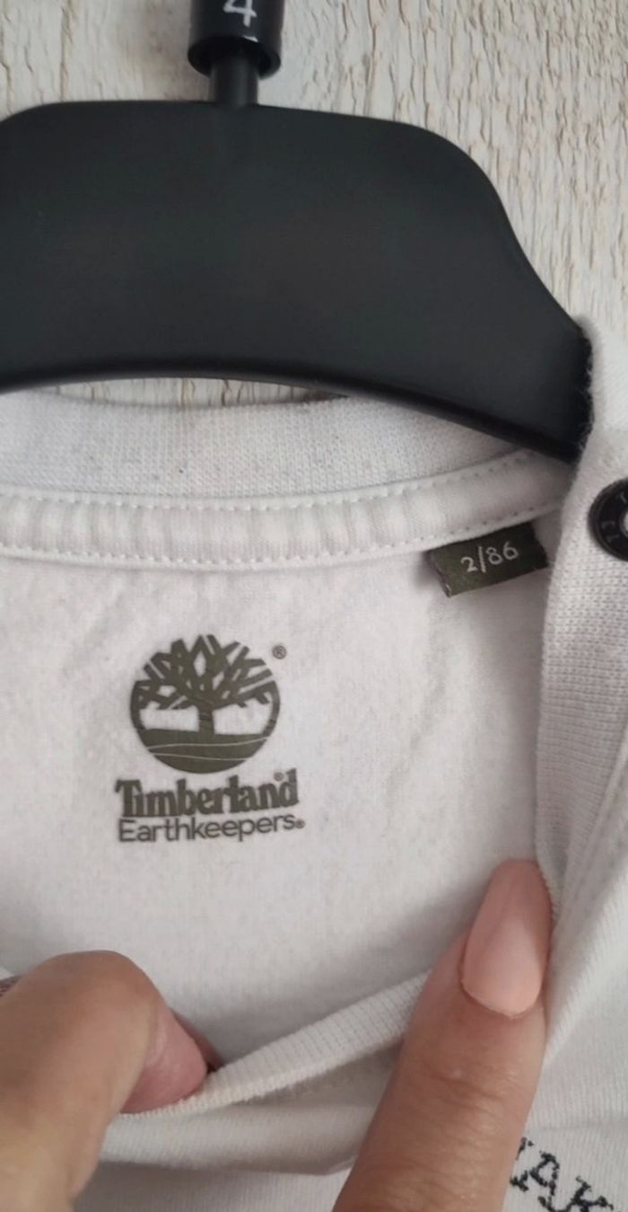 Tee shirt manche longue blanc timberland taille 2 ans 86 cm petites taches - photo numéro 3