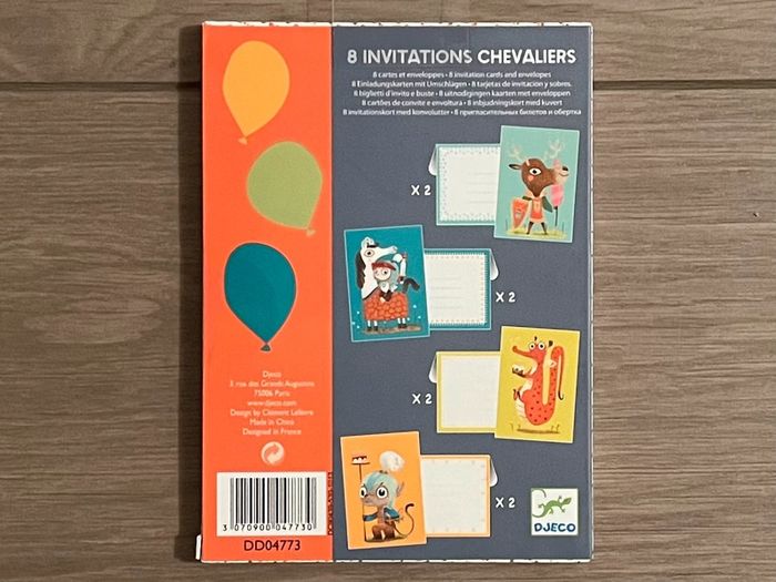 8 Cartes d’invitations + 8 enveloppes Chevaliers DJECO - photo numéro 2