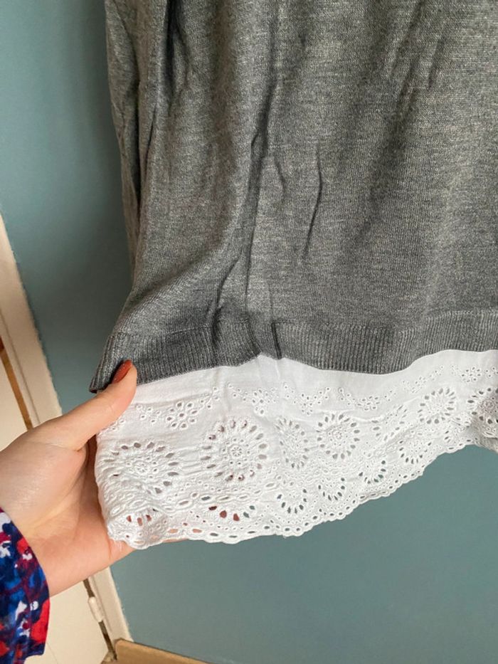 Joli petit pull fin gris avec dentelle pimkie - photo numéro 2