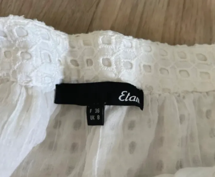 Etam mini jupe été blanche broderie, anglaise, dentelle femme, taille 36 - photo numéro 3