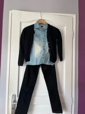 Ensemble stylé fille 8 ans – Total look denim & noir