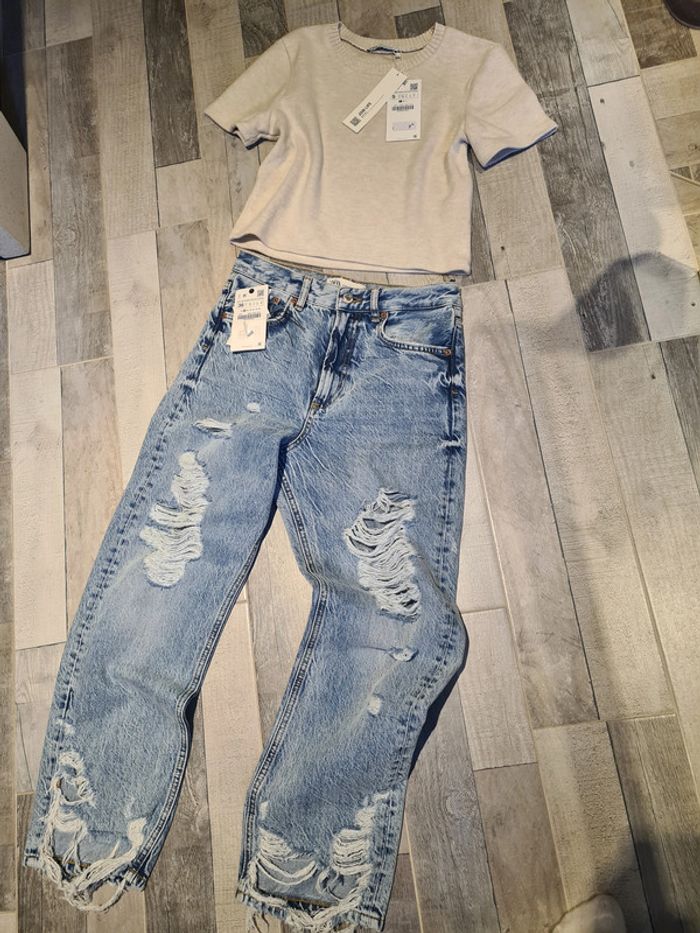 zara jean troué 36 neuf - photo numéro 2