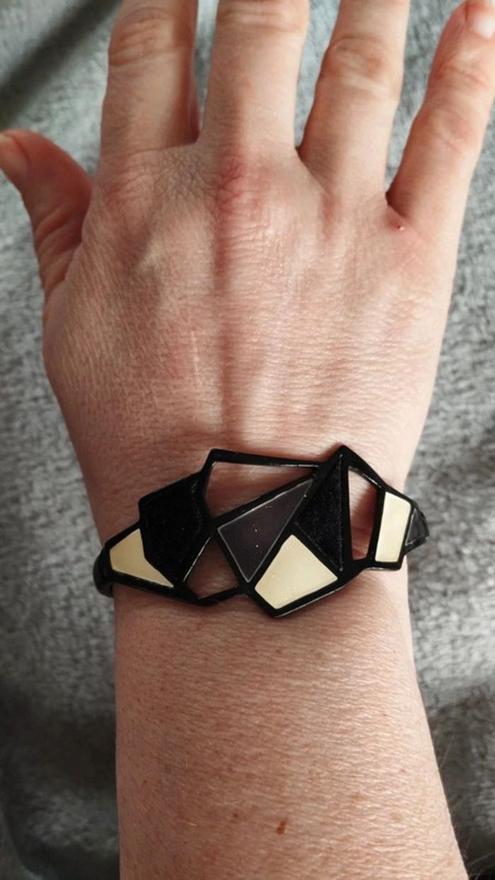 Bracelet ikita élastique noir crème - photo numéro 2