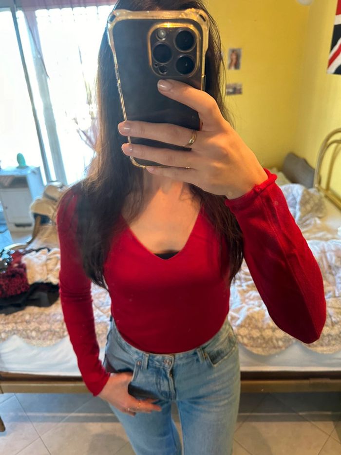 Pull rouge femme vintage dressing