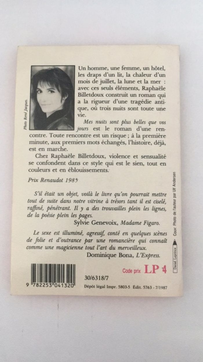 🌺 Raphaëlle billetdoux - mes nuits sont plus belles que vos jours - photo numéro 2