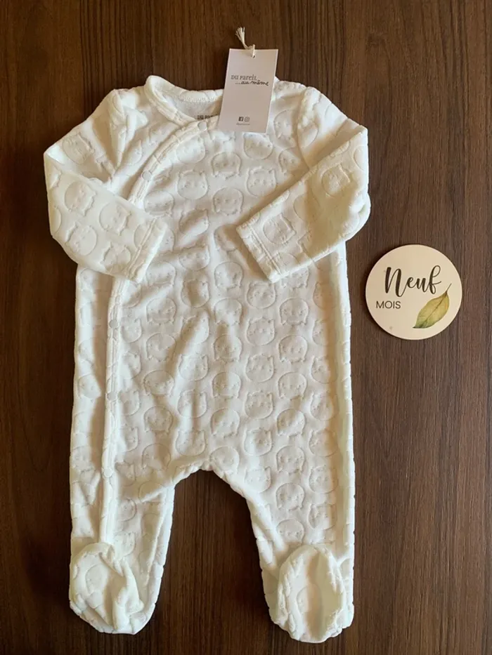 Pyjama velours 9 mois DPAM blanc