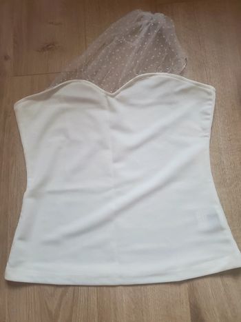 top blanc bustier avec tulle pois taille 36