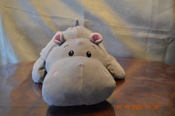 Peluche réversible hippopotame et crocodile