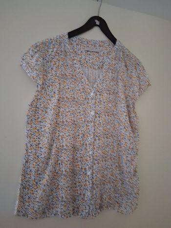 T-shirt " Armand thiery " plissé jaune et blanc " t- 42-44"