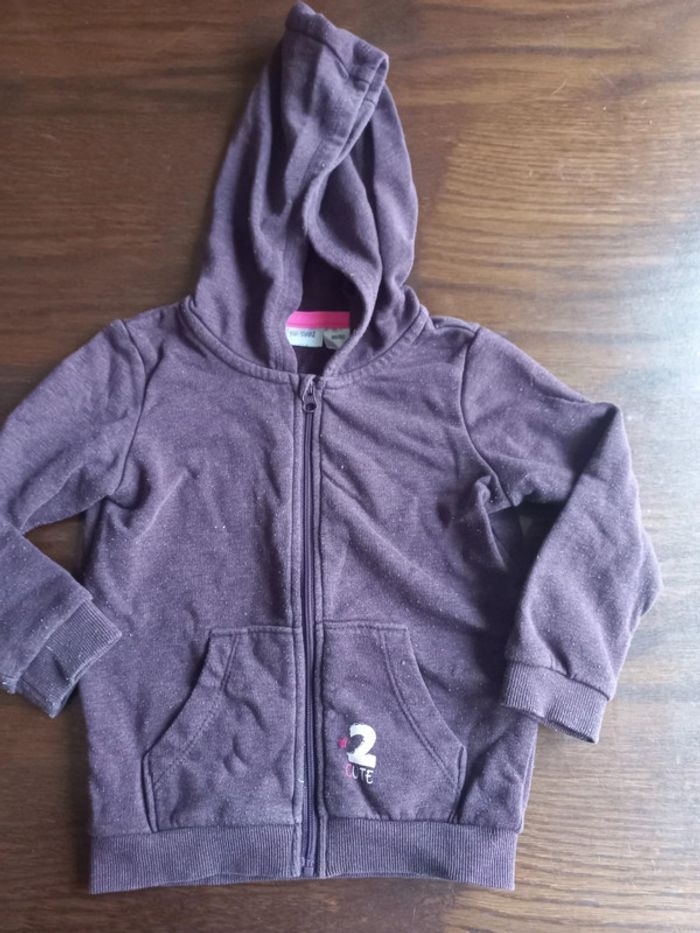 Sweat à zip et capuche violet