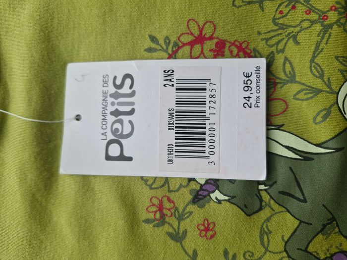 T-shirt manches longues 2 ans La Compagnie des Petits Vert Licorne fleurs - photo numéro 4