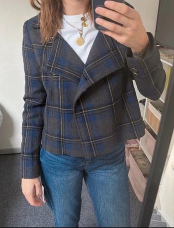 Manteau court Sinequanone à carreaux gris bleu 36/38