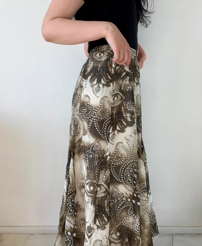 Jupe mi-longue vintage à volants en soie taille L 🐢 - photo numéro 3