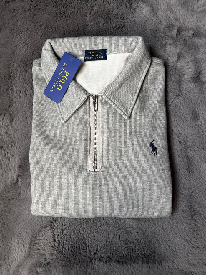 Pull à demi zip Ralph Lauren gris