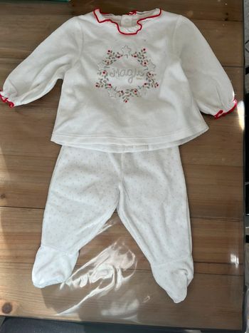 Pyjama obaibi crème et rouge 3 mois