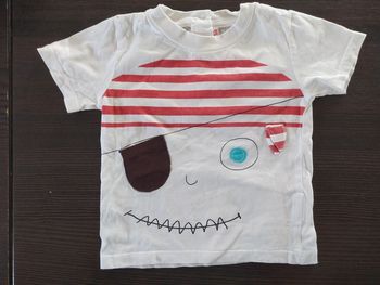 T-shirt été manche courte DPAM 12 mois pirate marinière rouge et blanc