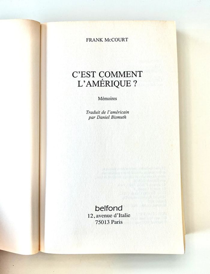 Roman C'est comment l'Amérique ? Frank McCourt - photo numéro 3