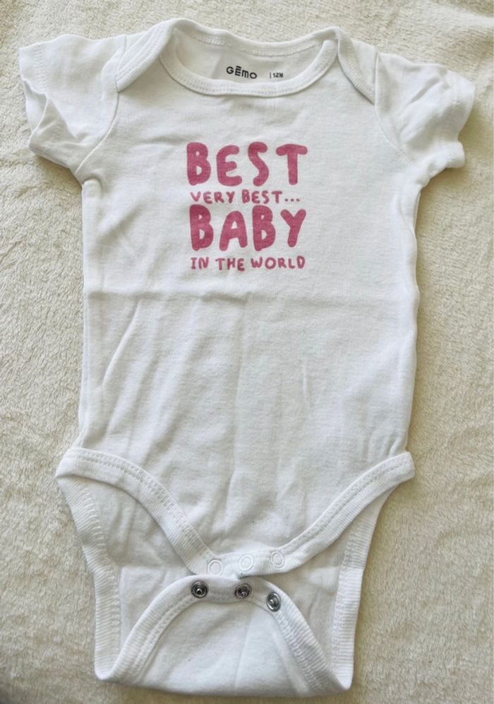 Body / Bodie blanc manche courte Gemo 12 mois