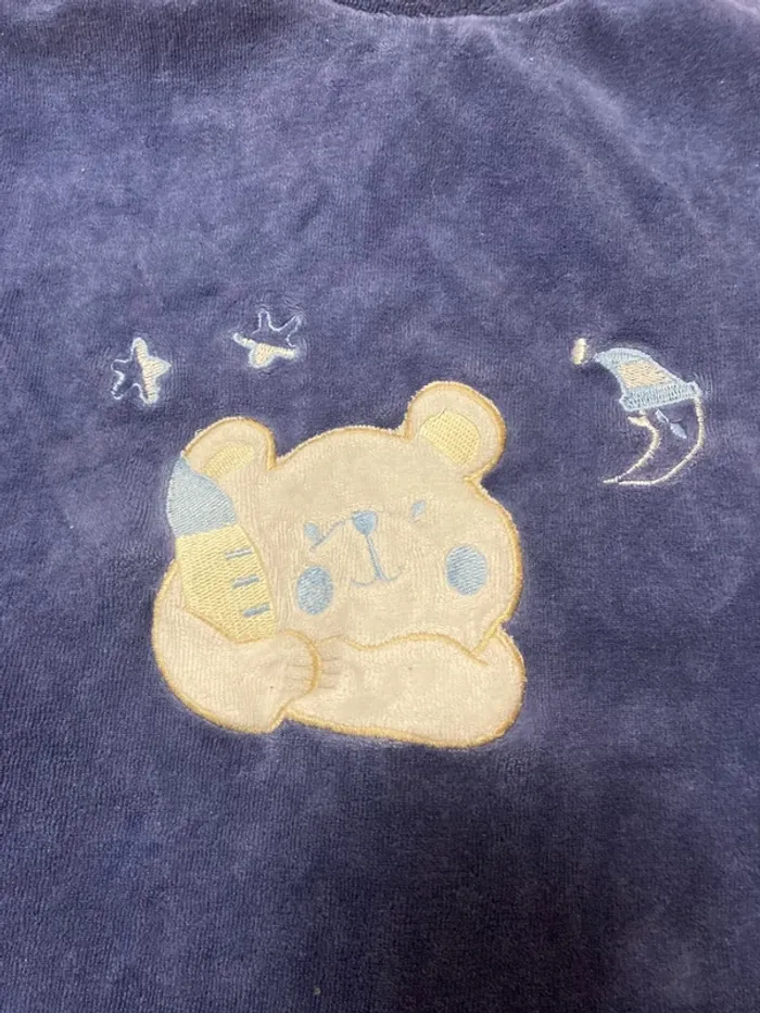 Pyjama combinaison bébé velours bleu marine – King Bear – 12 mois (80 cm) - photo numéro 3