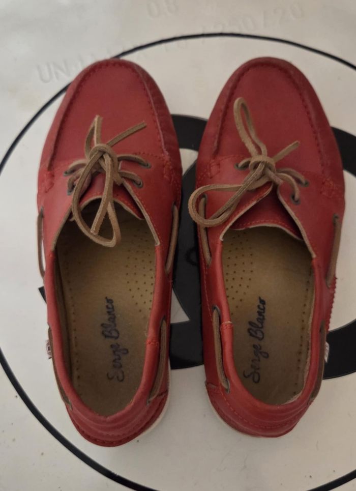 SERGE BLANCO Chaussures Bateau 42 Cuir Rouge – Modèle Iconique – Très Bon État - photo numéro 10