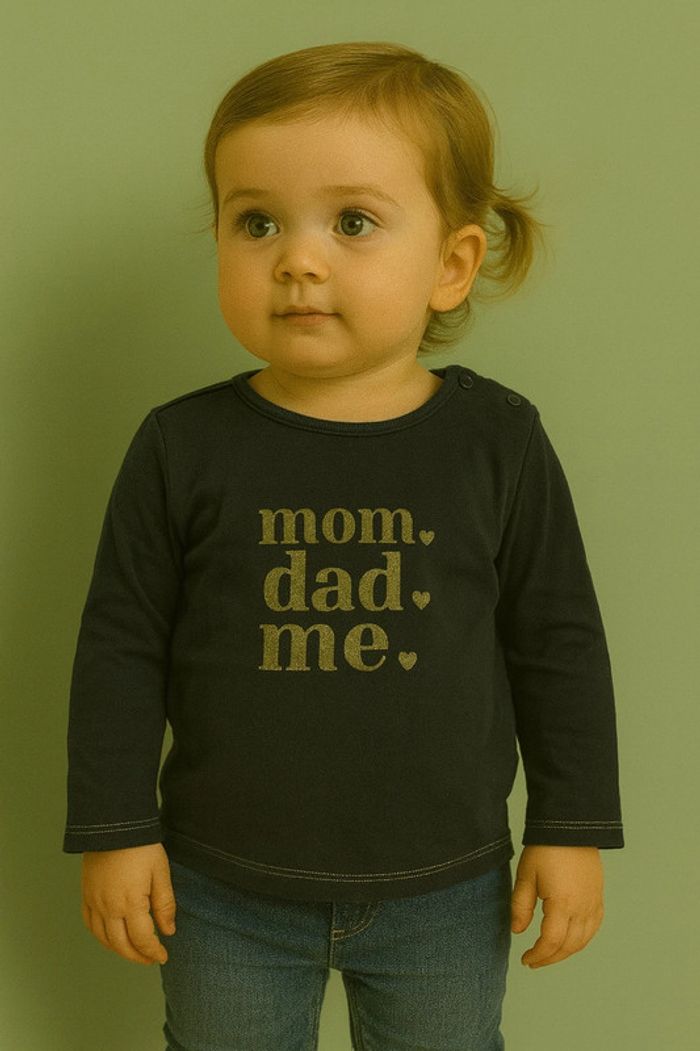 T-shirt noir doré Mom Dad Me Kiabi