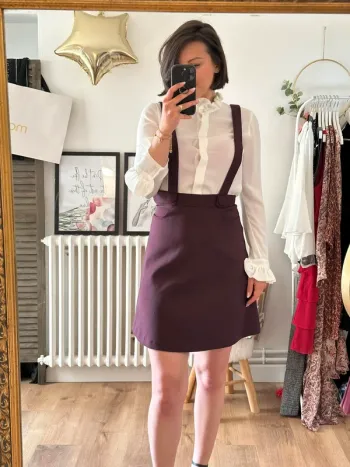 Mini jupe salopette Claudie Pierlot violette taille 36