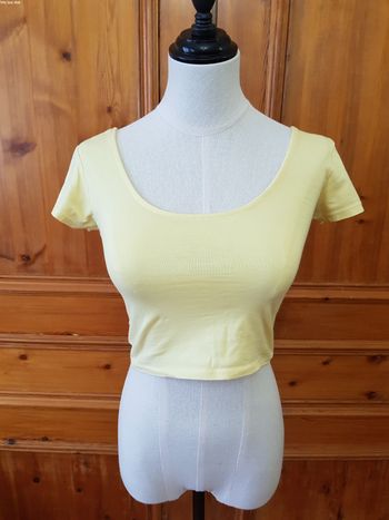 Crop top jaune, 95% coton
