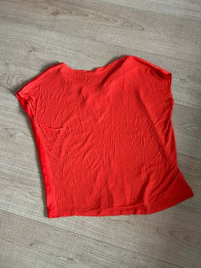 Blouse rouge orangée à manches courtes Mango taille M comme neuve - photo numéro 12