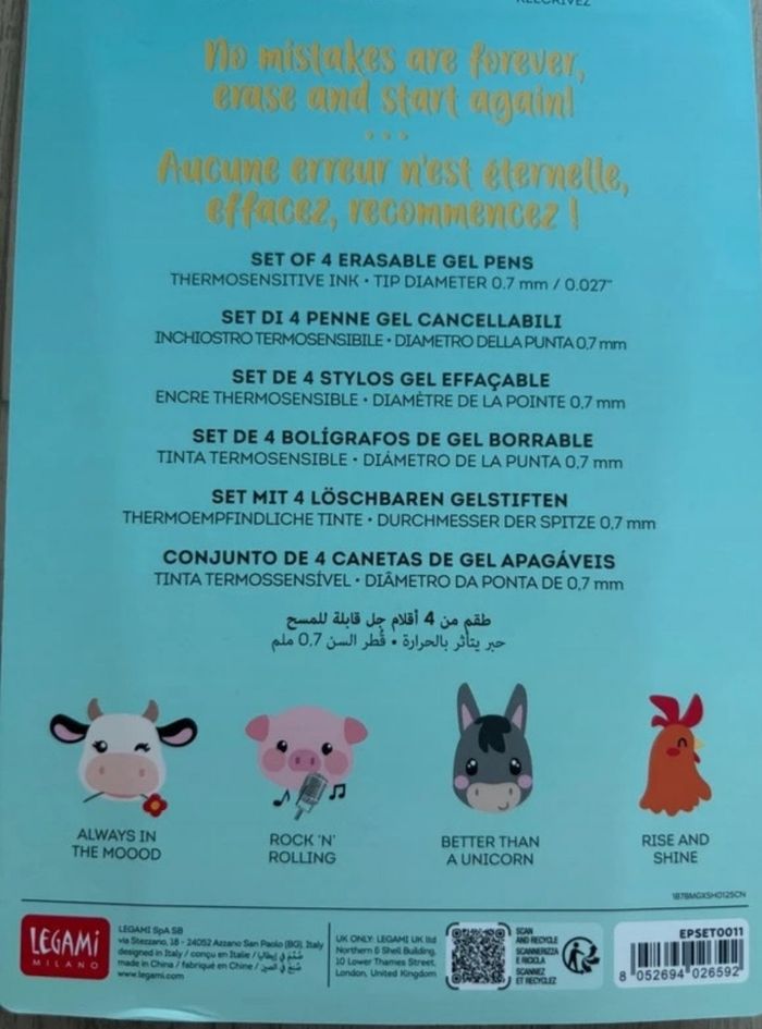 Stylo legami effaçables animaux de la ferme - photo numéro 2