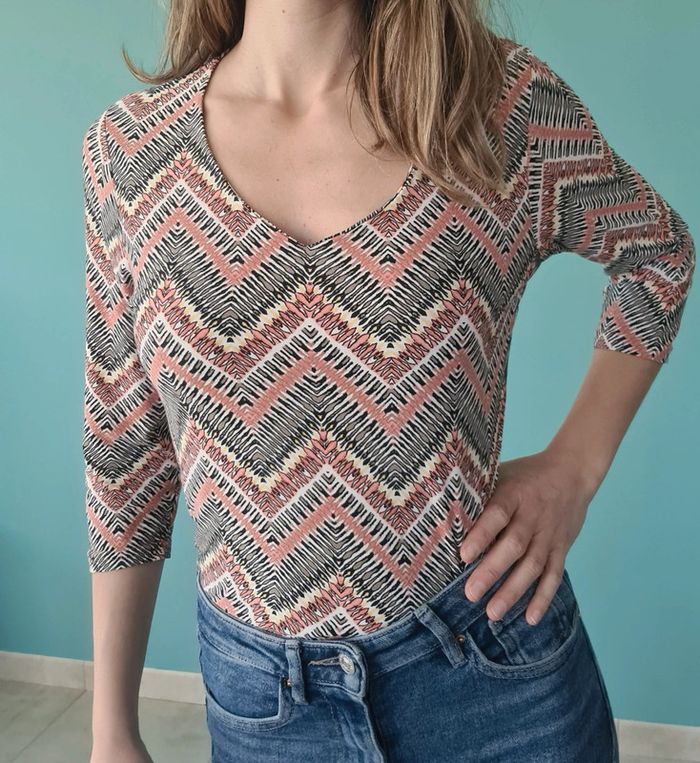 Blouse manche 3/4 côte anglaise Taille 2 - photo numéro 2