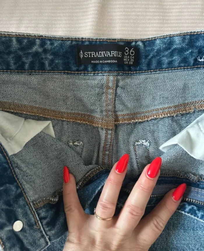 Jupe longue en jeans stradivarius bleu délavé taille S - photo numéro 5