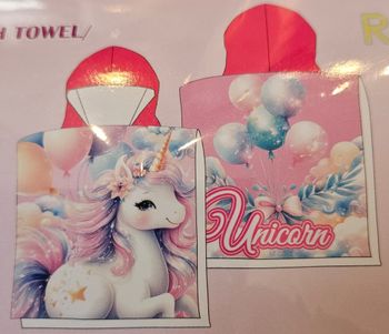 Poncho / Sortie de bain (50 x 100 cm) - Licorne - Microfibre douce