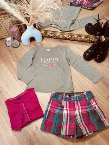 Taille 5 ans tenue 3 pièces fille multimarque rose kaki * happy * 🩷