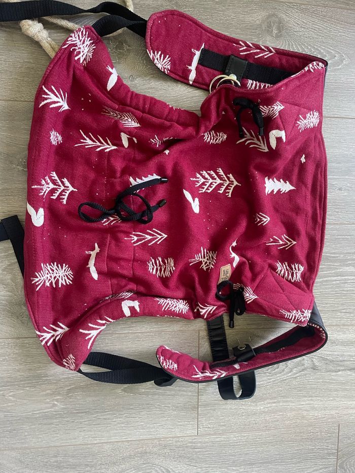 Portage Onbu Onbuhimo de couturière spécialisée Little Wolf taille grand toddler/preschool dans une écharpe de portage Roar Bordeaux Zen - photo numéro 6