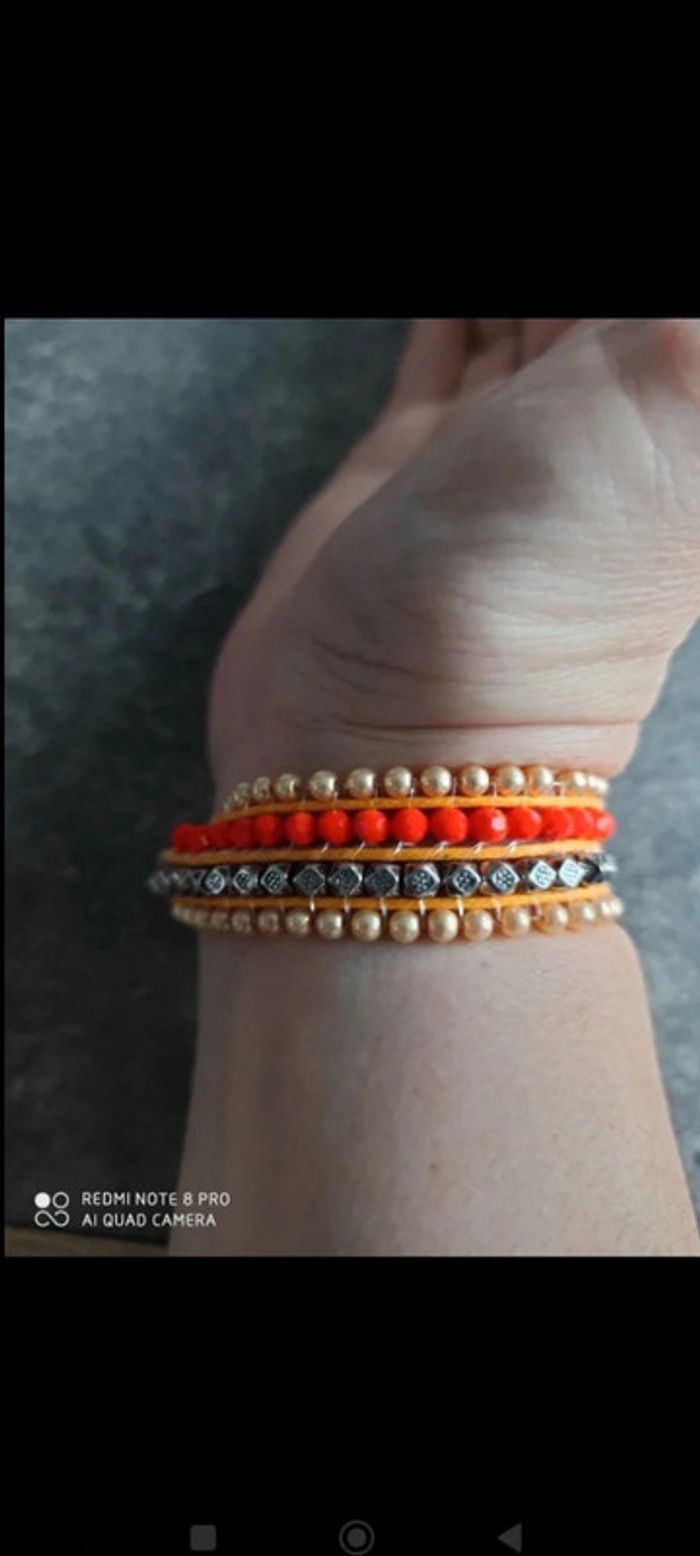 Bracelet aimanté perles orange - photo numéro 2