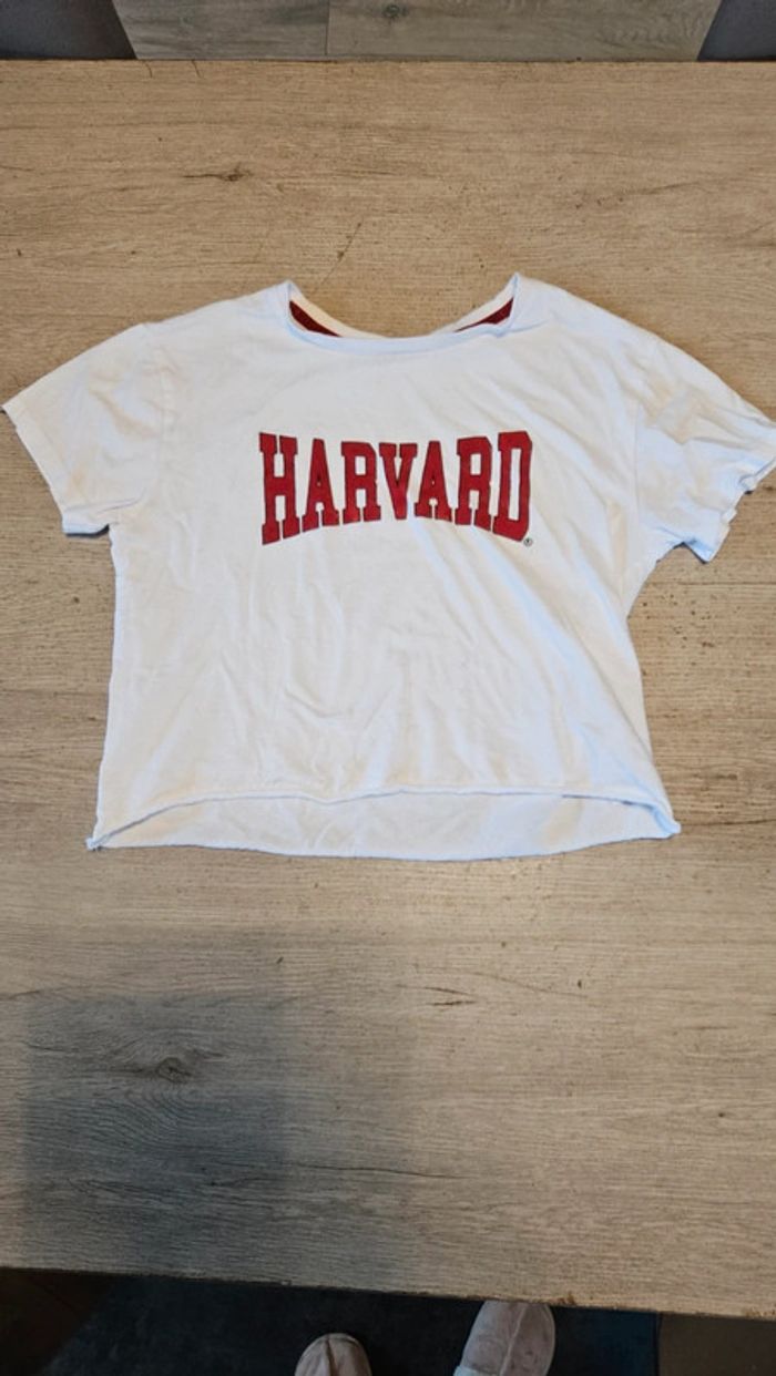 Croc top large, blanc, à manches courtes, Harvard University, taille 12 ans, nickel