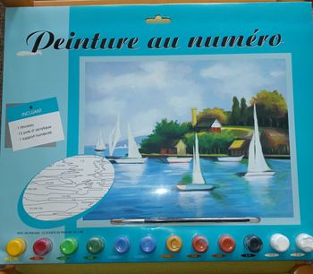 tableau peinture au numero motif des bateaux 