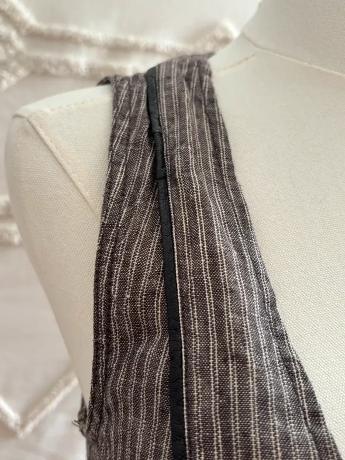 Gilet vintage rayé style utilitaire – vrai vintage – Taille 36 – Détails effet cuir, pièce rare ! - photo numéro 6