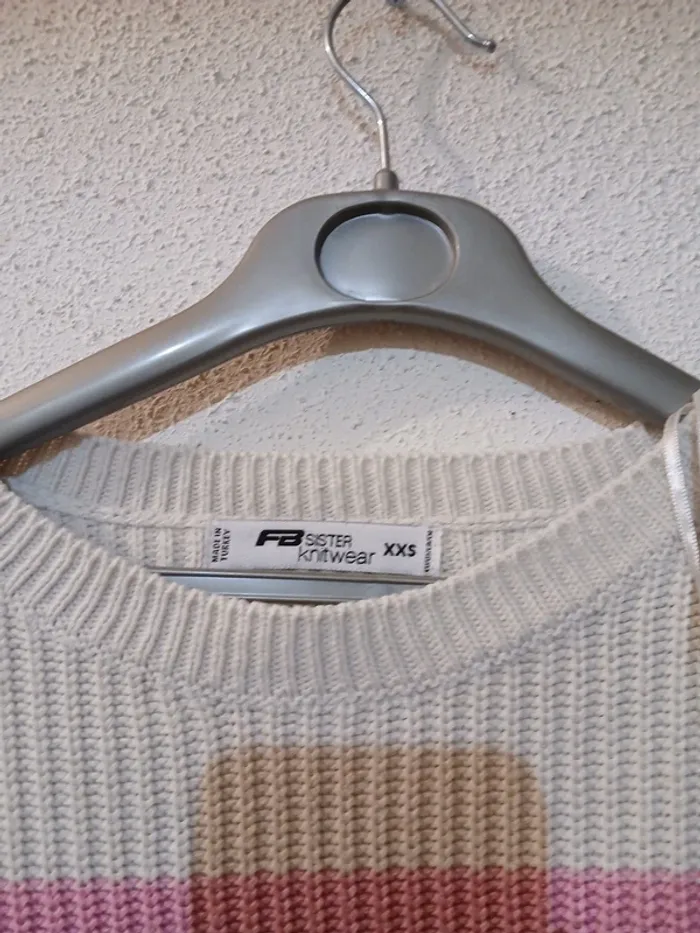 Sweat blanc /multicolore " FB sisters " taille xxs - photo numéro 3
